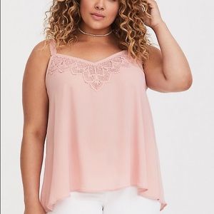Blush colored crochet cami